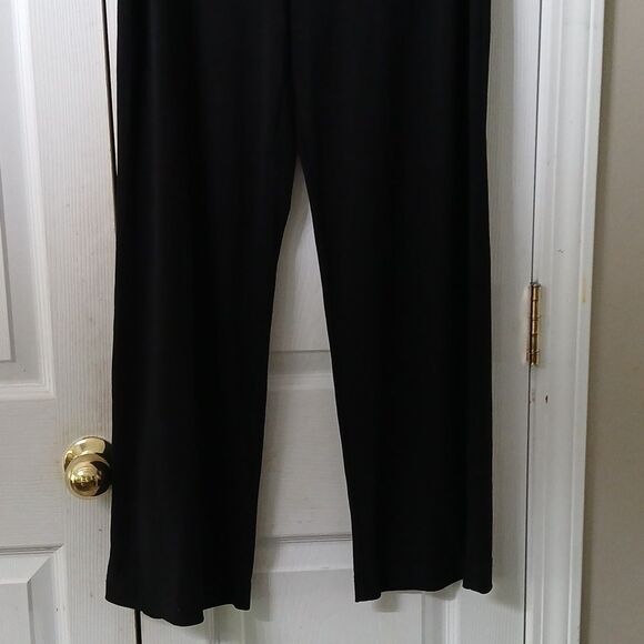K Studio Collection black straight leg elastic back business casual pants Sz 8 - Picture 2 of 7
